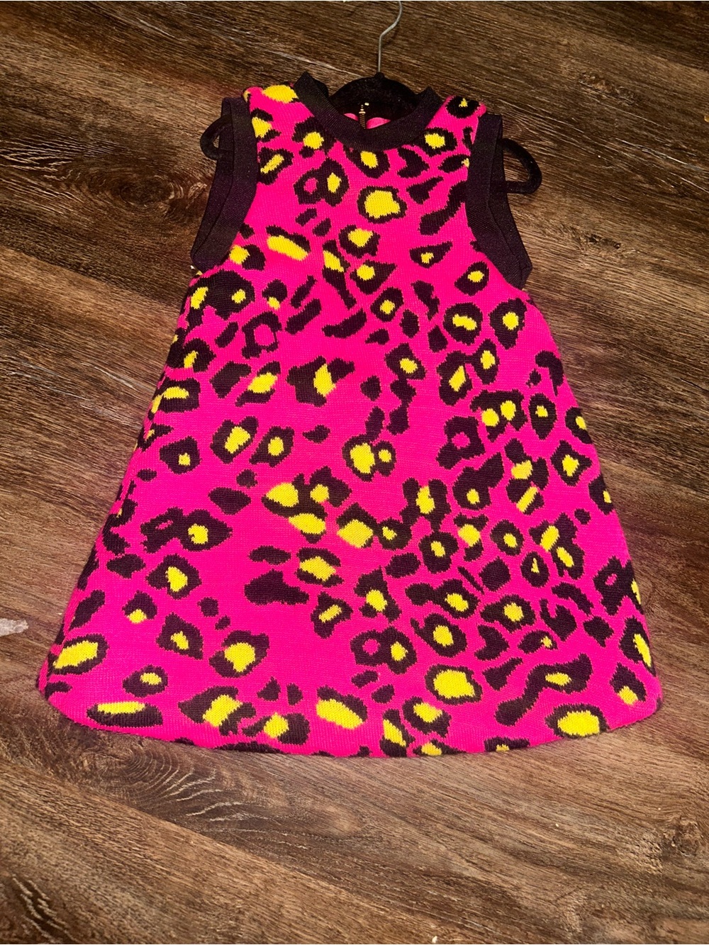 Hot Pink & Yellow Leopard Print Knit Dress